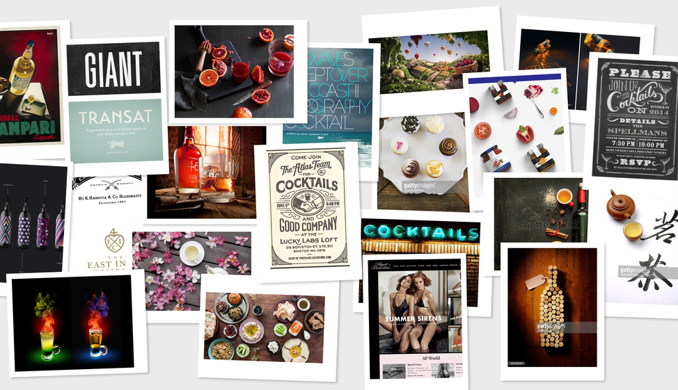 Mood board images for the Cocktail Traders brand